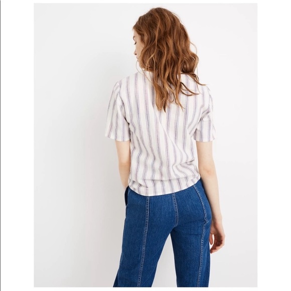 Madewell Agency Stripe Tie Front Button Top Blouse - Picture 6 of 6